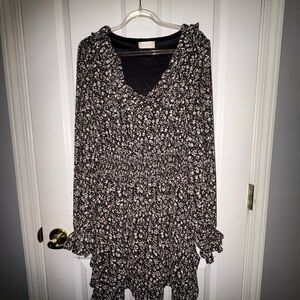 Altar'd State Black and White Floral Midi Dress